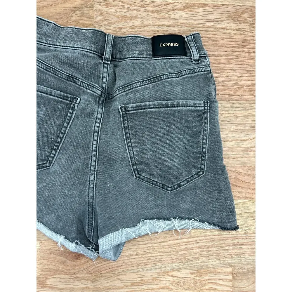 Express Black High Rise Cut Off Mom Shorts - Size 2